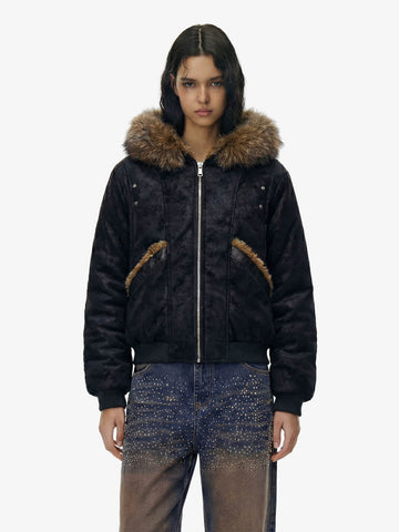 Retro Detachable Faux Fur Collar Suede Fleece Hoodie Jacket 