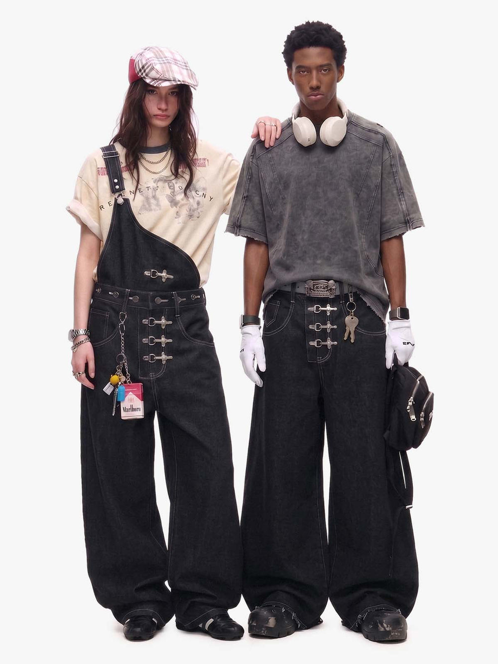Detachable One-Shoulder Denim Overalls 