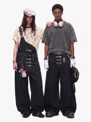 Detachable One-Shoulder Denim Overalls 