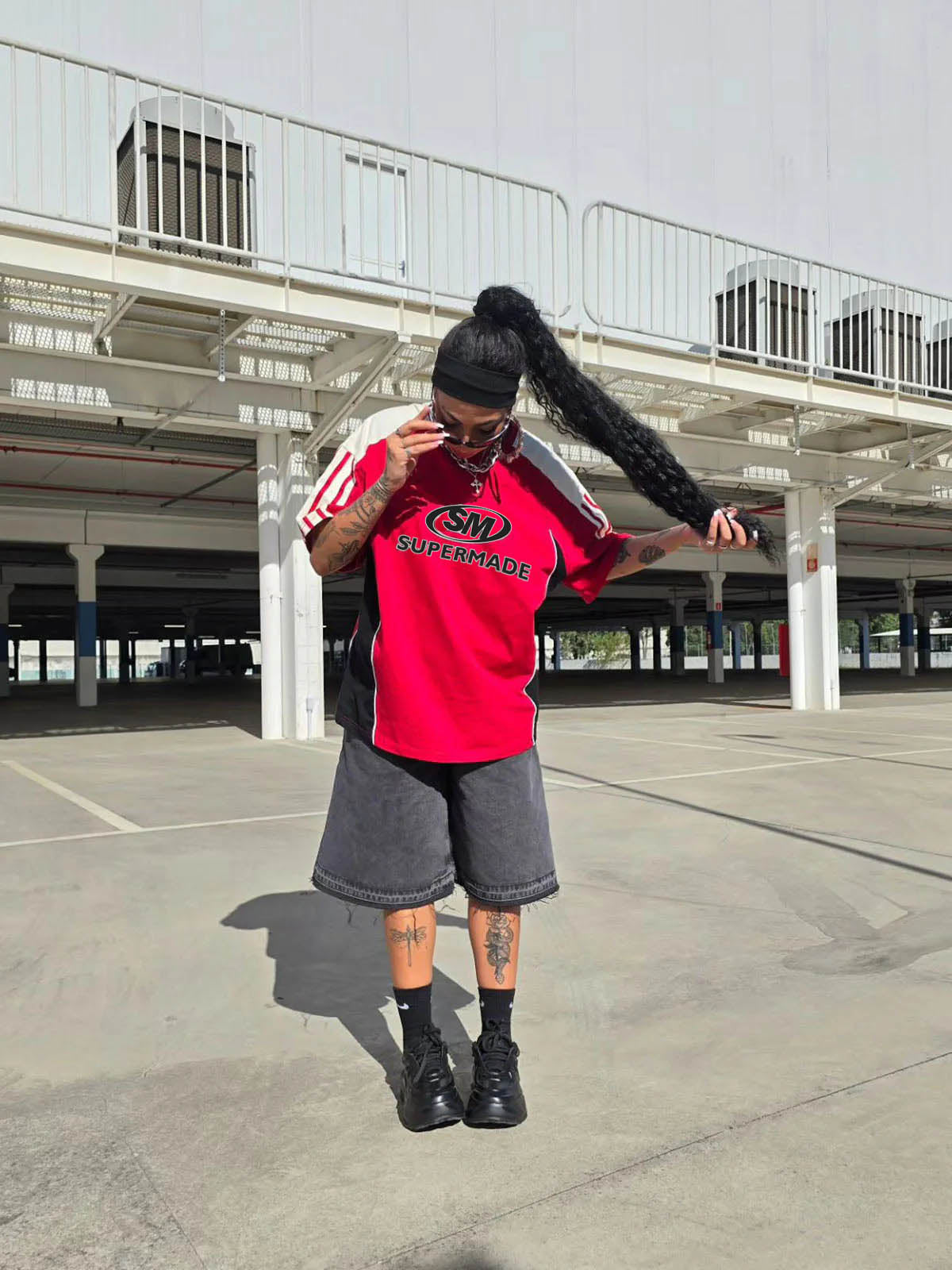 Color-Blocked Strip Racing T-shirt - 2076 