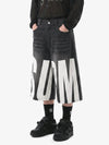 Distressed SUPM Letter Print Denim Shorts