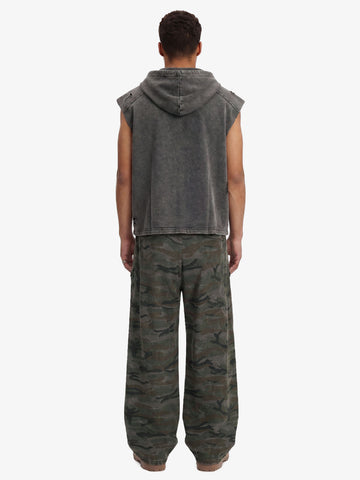 Faded Camo Graphic Wide-Leg Cargo Pants 