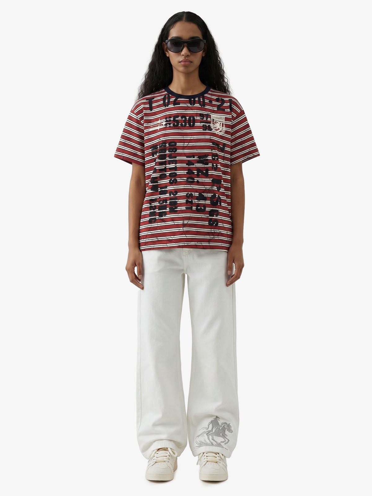 Grunge Striped Distressed Graphic T-Shirt 