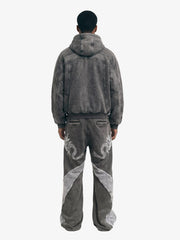 Fleece Retro Zipper Eye-Hood Design Hooded Jacket - 2489 