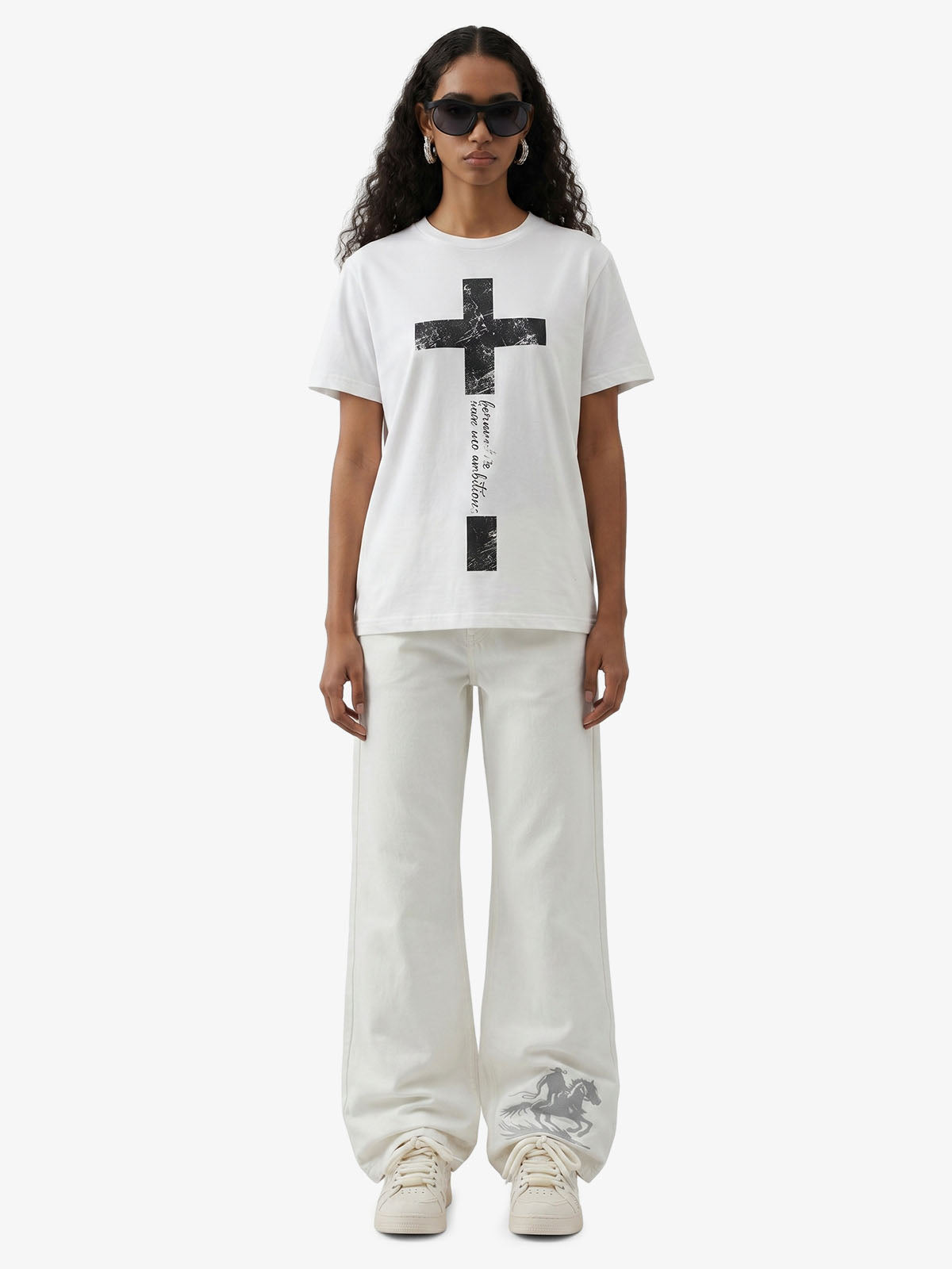Distressed Cross Graphic T-Shirt 