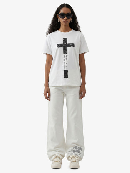 Distressed Cross Graphic T-Shirt 