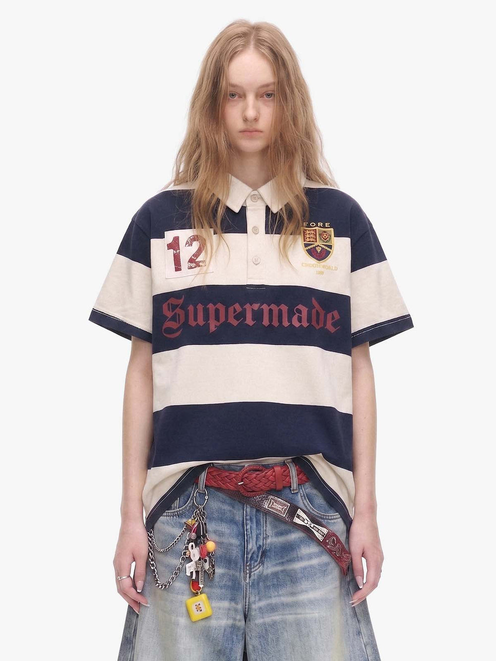 Vintage Striped Rugby Polo Shirt 