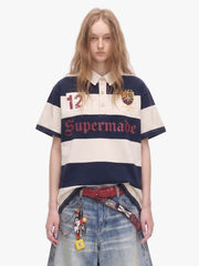 Vintage Striped Rugby Polo Shirt 