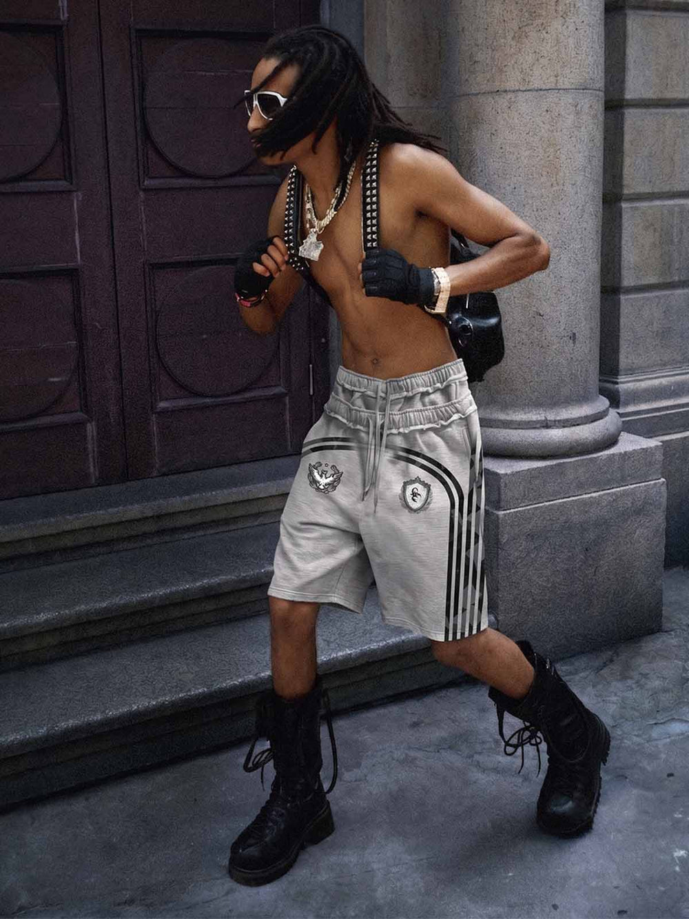 Shorts mit West Coast Letter Graphic und doppeltem Bund