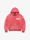 Studded Distressed Zip Hoodie