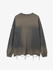 Gradient Washed Ripped Casual Sweatshirt 