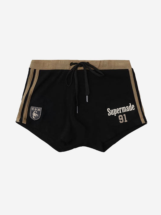cotton retro hot girl casual sportswear striped plaid shorts