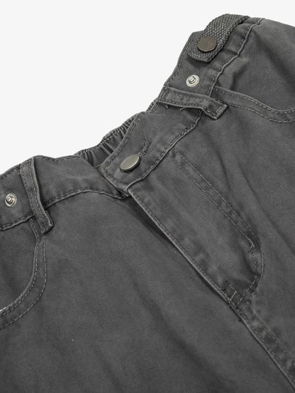 Multi-Pocket Workwear Casual Flared Wide-Leg Pants 