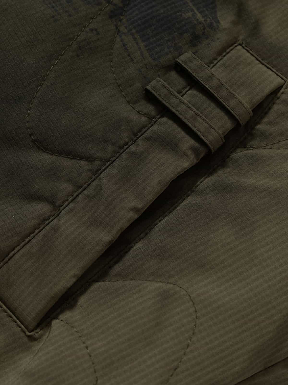 Camouflage Print Quilted Jacket with Detachable Hood for Men 