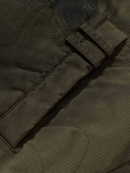 Camouflage Print Quilted Jacket with Detachable Hood for Men 