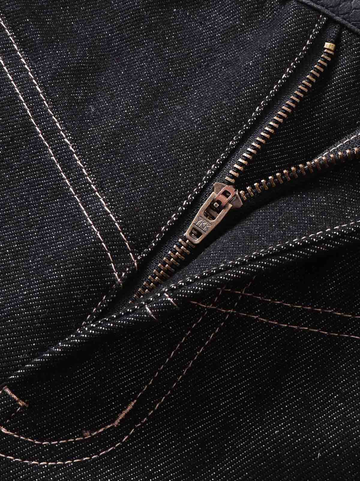 Denim Wide-Leg Pants with Flame Stitch Design High-Waisted Relaxed Fit 