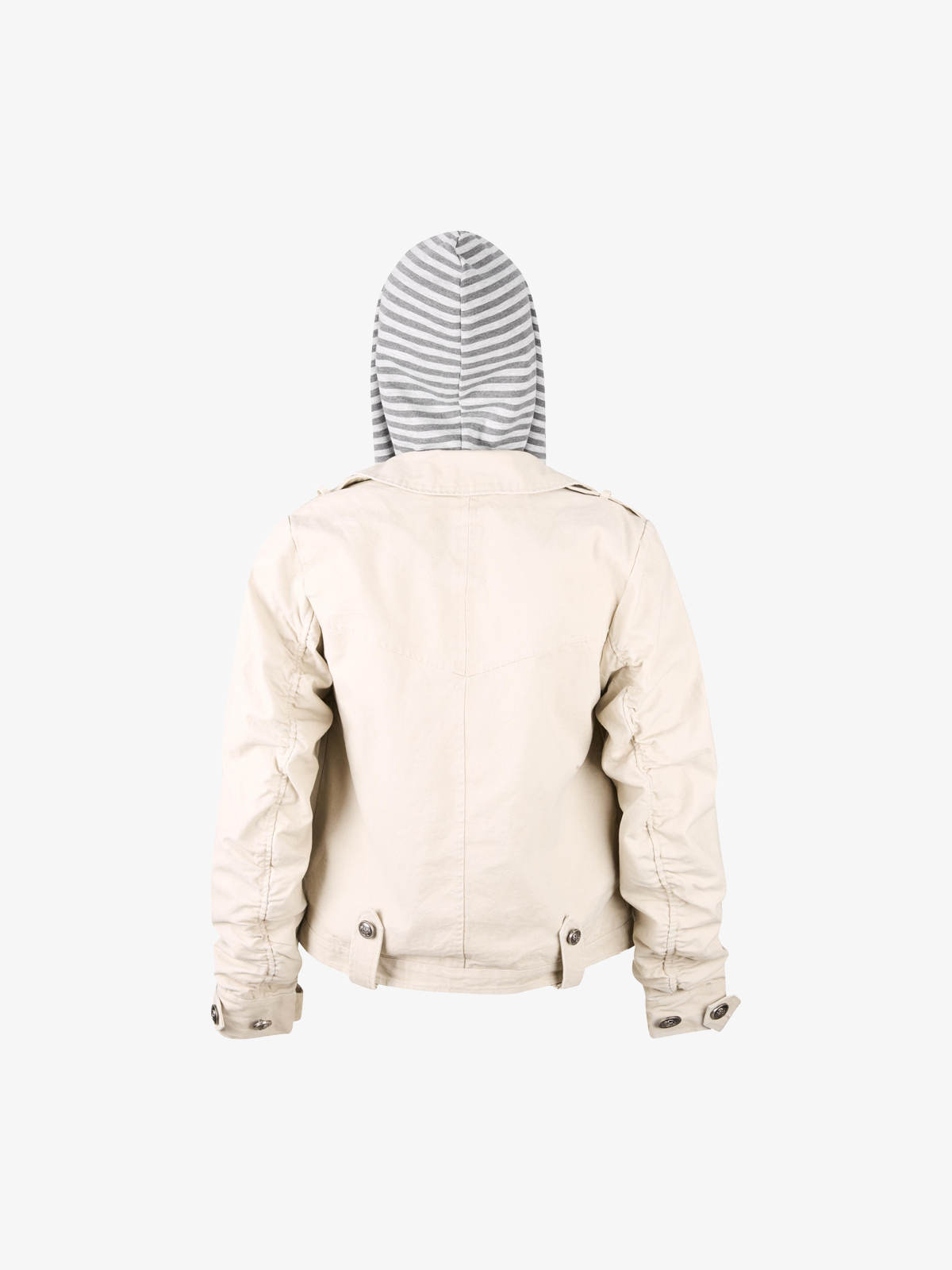 Detachable Striped-Hood Crop Jacket