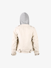 Detachable Striped-Hood Crop Jacket