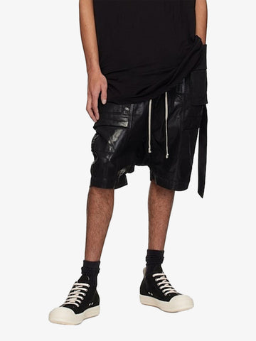 Glossy Faux Leather Cargo Shorts