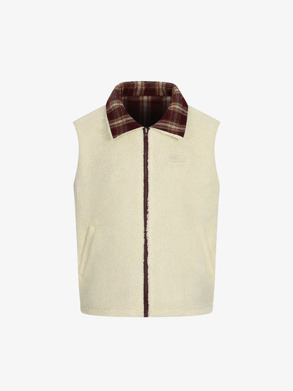 Plaid Vest with Sherpa Collar - Stylish and Warm for Everyday Wear 
