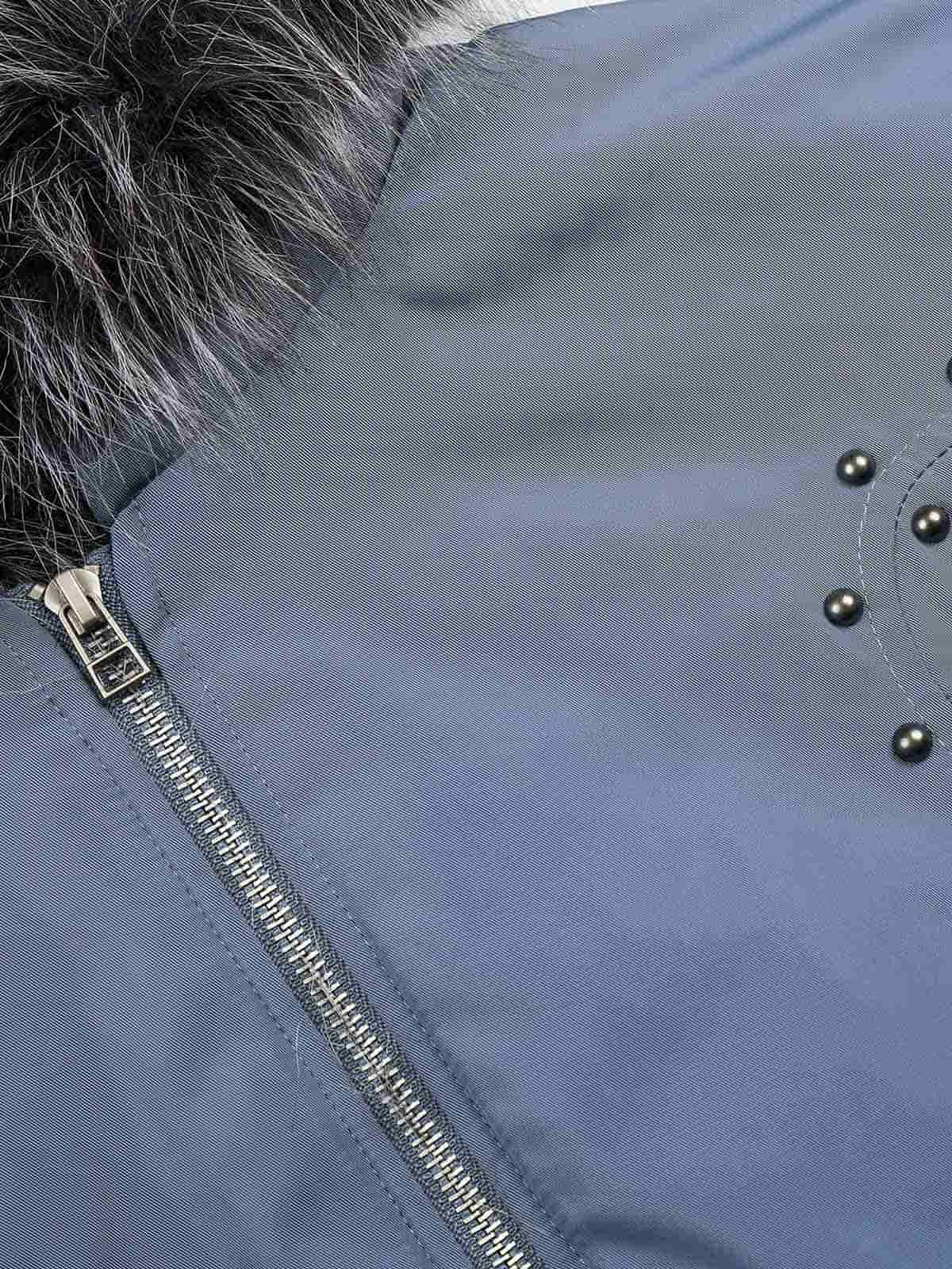 Studded Hooded Faux-Fur Collar Padded Coat