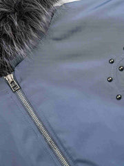 Studded Hooded Faux-Fur Collar Padded Coat