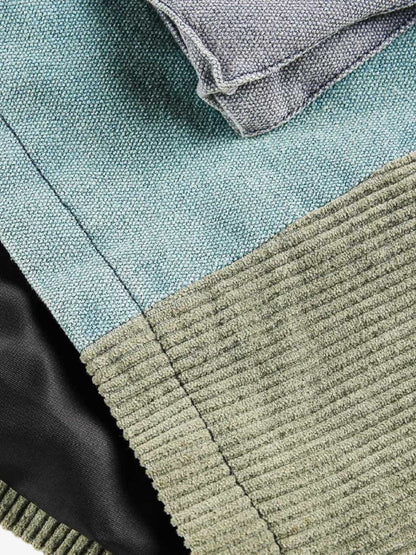 Color-Block Corduroy Denim Jacket for Men - Stylish and Versatile Outerwear 