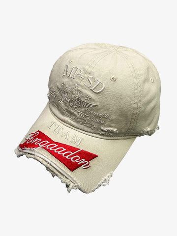 Distressed Baseball Cap with Frayed Brim