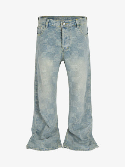 Checkerboard Distressed Jeans 