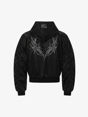 Embroidered Quilted Hooded Windbreaker Jacket