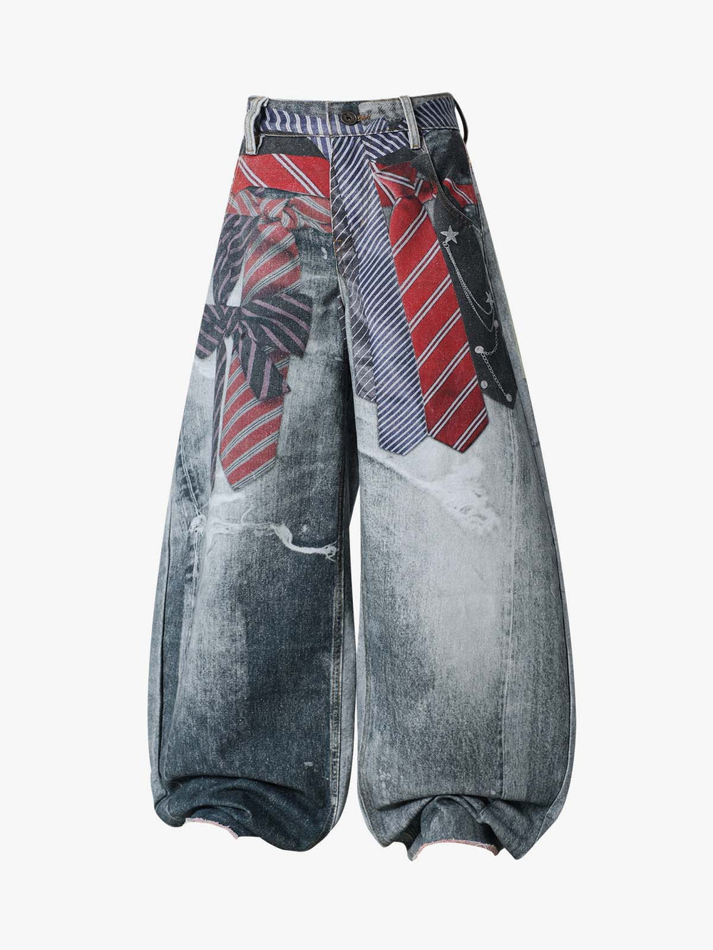 3D Tie Graphic Jeans