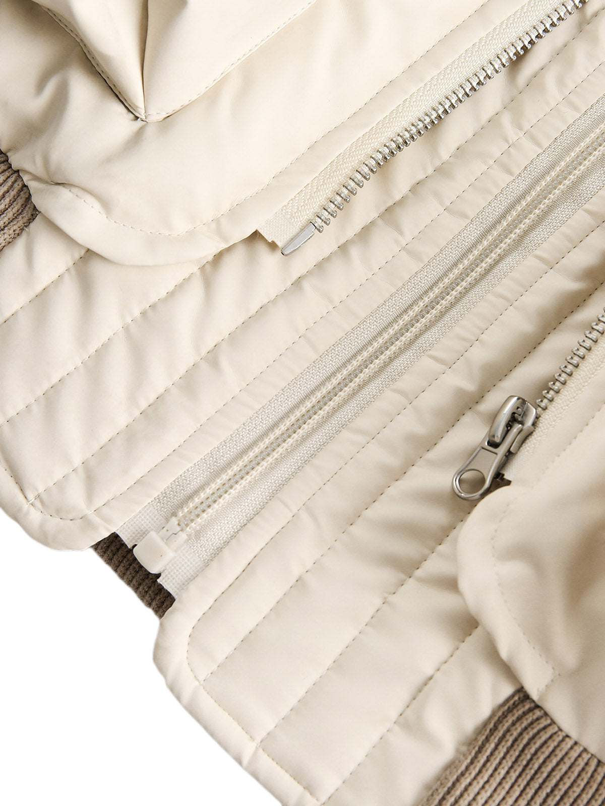 Retro Patchwork Multi Pocket Puffer Bomber Jacket 
