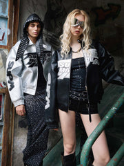 Faux Leather Vintage Street Black Air Jacket - 1821