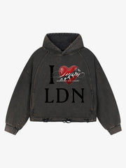 London Limited Edition, Washed Denim‑Blue Boxy Hoodie