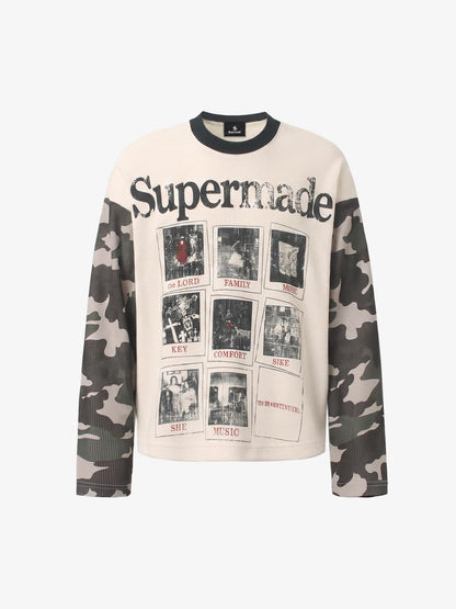 Camo Patchwork Waffle Long Sleeve Tee