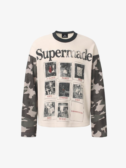 Camo Patchwork Waffle Long Sleeve Tee