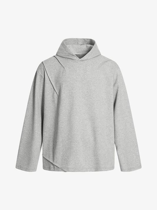 Pleated Asymmetric Hooded Sweatshirt 