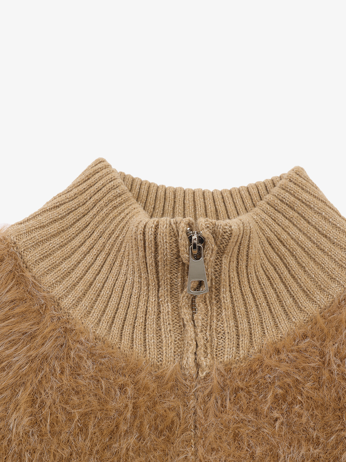 Fluffy Ribbed Zip Knit Vest