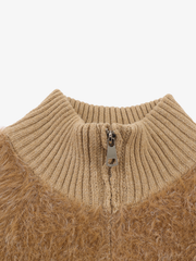 Fluffy Ribbed Zip Knit Vest