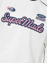 Supermade Jersey Graffiti Letter Long Sleeve T-Shirt 