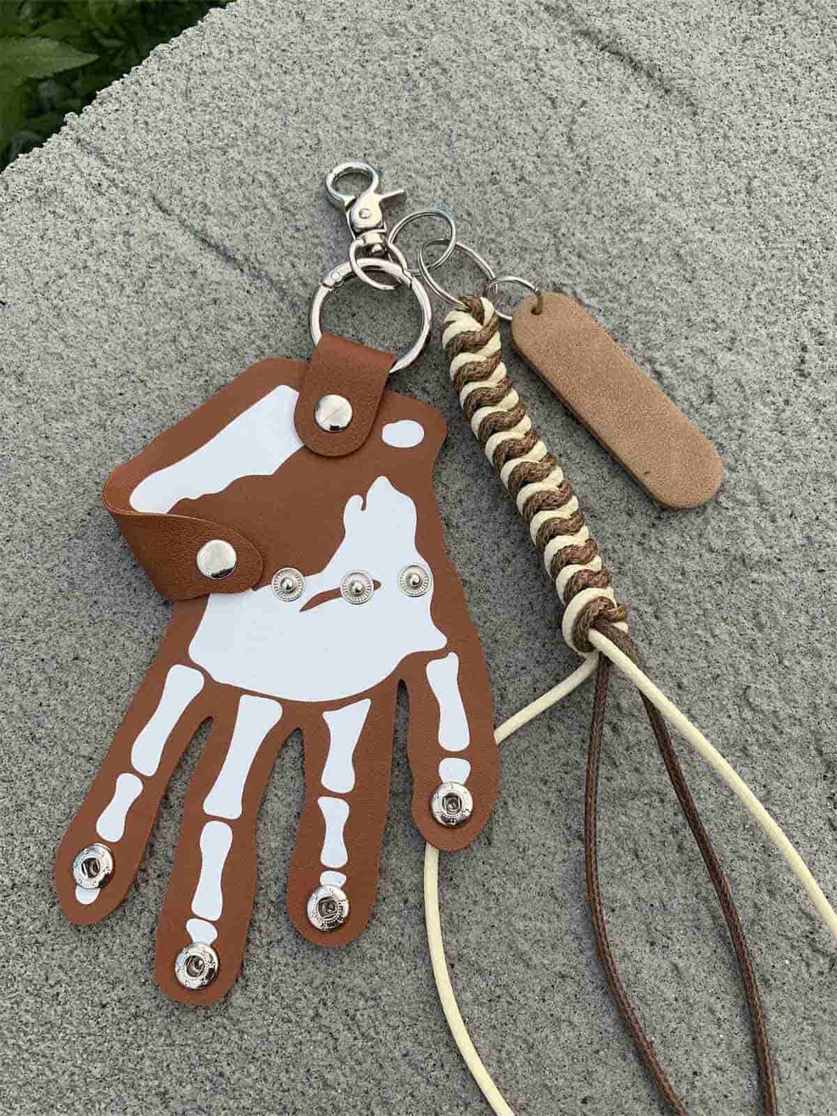 Punk Skull Hand Braided Keychain 