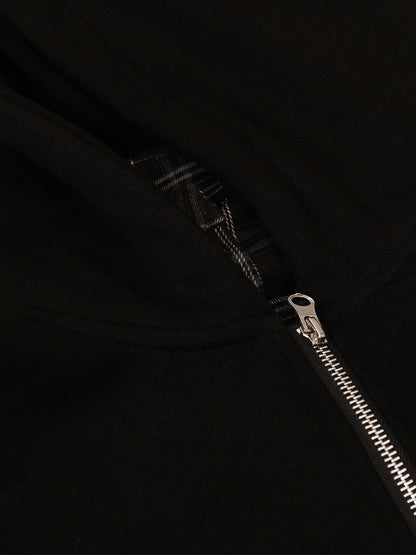 Faux Two-Piece Plaid Fleece Hooded Jacket 