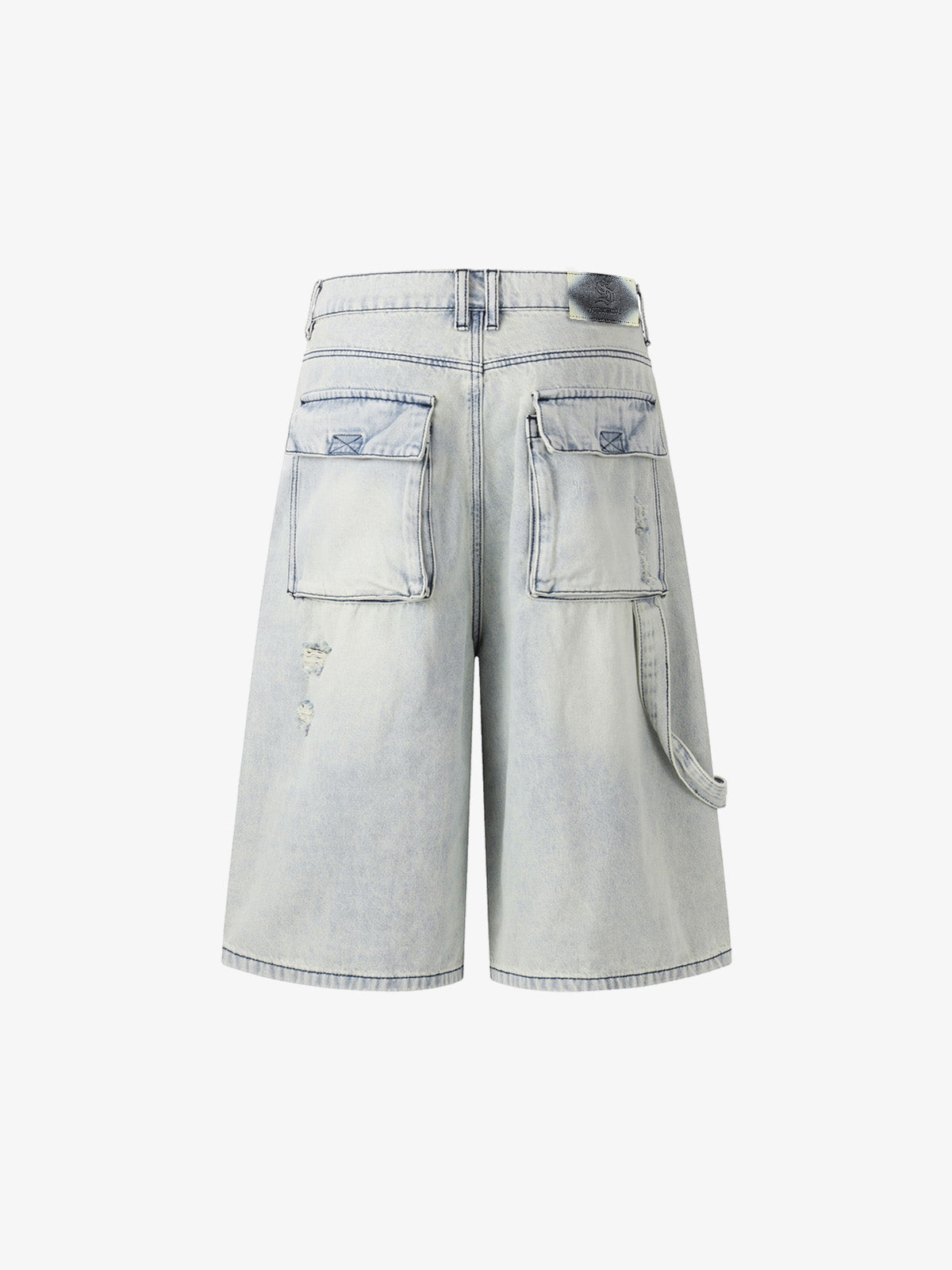 Distressed Denim Cargo Shorts