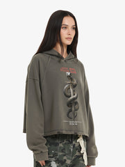 Vintage Washed Snake Staff Graphic Hoodie 