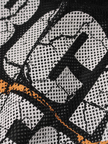 Mesh Rock Super Made V-Neck T-Shirt - Breathable Lightweight Streetwear Tee for Men 