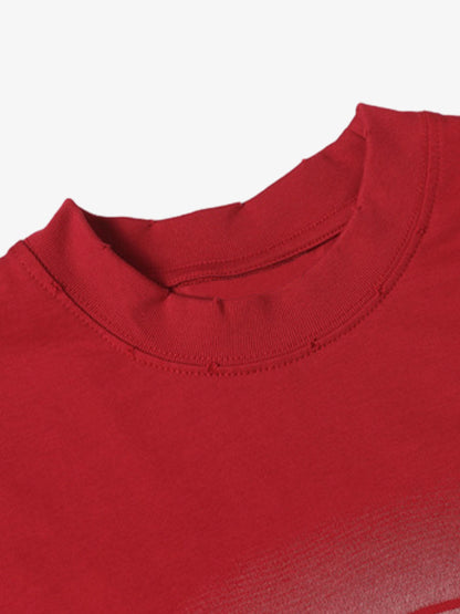 Patch Embroidery Spray Painting Gradient T-shirt 