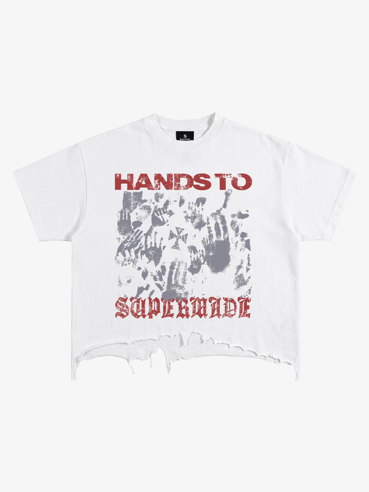 Graphic Brushed Distressed Cropped Tee