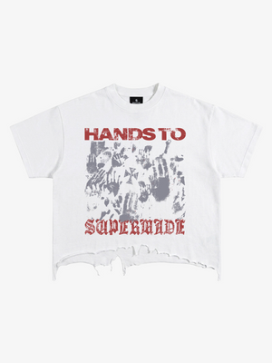 Graphic Brushed Distressed Cropped Tee