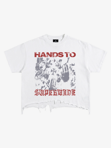 Graphic Brushed Distressed Cropped Tee