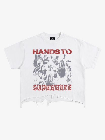 Graphic Brushed Distressed Cropped Tee